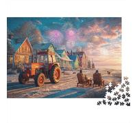 Escena del Pueblo Invernal Puzzle para Adultos - 500 Piece Festive Holiday Illustration Rompecabezas, Actividad Relajante & Decoración Hogar Premium (500pcs (52x38cm))