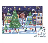 Escena del Pueblo navideño_2 Puzzle 1000 Piezas De Cartón Grueso Juego De Rompecabezas En Paquete Anti Estrés Adultos para Fiesta De Pijamas como Regalo Original 52x38cm/1000pcs