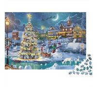 Escena del Pueblo navideño_7 Puzzle 1000 Piezas De Cartón Grueso Rompecabezas DIY Mindfulness para Actividades En Familia como Regalo De Graduación 70x50cm/1000pcs