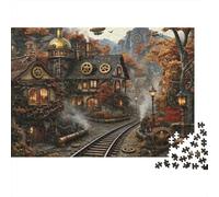 Escena del Pueblo Steampunk Rompecabezas 1000 Piezas Ciudad Steampunk Cartón Grueso para Adultos Decoración Pared para Relajarse Mejor Regalo Oferta 52x38cm/1000pcs