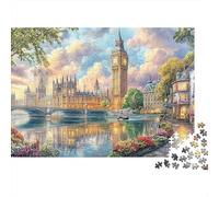 Escena del Puente de la Torre 1000 Piece Recycled Cardboard Londres Decoración Big Benación Jigsaw Puzzle Adult Concentration Training Office Break Great Gift for Puzzle Enthusiasts 70x50cm/1000pcs