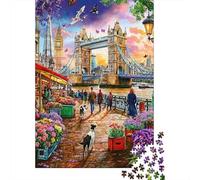 Escena del Puente de Londres 1000 Piezas Cartón Grueso Rompecabezas Premium para Adultos Desafío Juego Educativo Decoración De Paredes Paquete De Valor 52x38cm/1000pcs