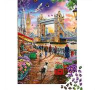 Escena del Puente de Londres Set De 1000 Piezas Papel Reciclado Puzzle Familiar Aficionados A Los Entretenimiento Fin De Semana Rompecabezas Atractivo 38x26cm/1000pcs