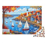 Escena del Puerto del otoño Puzzles Imposible,desafío for Adults Interesante Juego Educativo 1000 Piezas Obra De Arte De Juego De para Adultos, Regalos A Partir De 14 Años 38x26cm/1000pcs