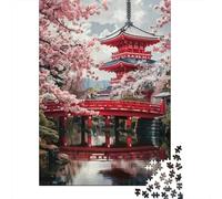 Escena del Templo japonés Set De 1000 Piezas Papel Reciclado Puzzle Familiar Aficionados A Los Ocio En Casa Entretenimiento Fin De Semana Fácil Almacenar 38x26cm/1000pcs