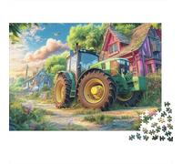Escena del Tractor Rural 1000 Colorido Arte del Pueblo Style Piezas Puzzle Cartón Premium Ocio Juego Niños Cumpleaños Oficina Descanso Decoración Relajación Mujeres Idea 70x50cm/1000pcs