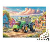 Escena del Tractor Rural 1000 Pieza Paisaje de la Aldea de Dibujos Animados Stock De Cartas Premium Rompecabezas Conjunto para Adultos Desafío Educativo Regalo 70x50cm/1000pcs
