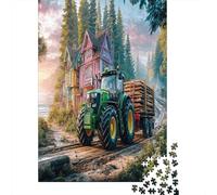 Escena del Tractor Rural 1000 Pieza Paisaje de la Aldea de fantasías Papel Ecológico Rompecabezas Premium para Adultos Descompresión Educativa Regalos Decoración De Paredes 52x38cm/1000pcs