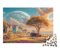 Escena del Tractor Rural 1000 Pieza PuzzlesFantasía Planeta Fondo Rompecabezas Inteligentes Challenge Puzzle Adultos Y Niños +14 Años Decoración Hogar70x50cm/1000pcs