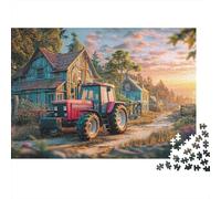 Escena del Tractor Rural 1000 Pieza Vintage Granja paisajes Cartón Resistente Rompecabezas Clásicos Imposible Difícil Desafío Descompresión Decoración 70x50cm/1000pcs