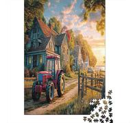 Escena del Tractor Rural 1000 Pieza Vintage Granja paisajes Cartón Resistente Rompecabezas Clásicos Adultos Niños Difícil Desafío Idea De Regalo Decoración 70x50cm/1000pcs