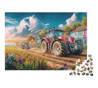 Escena del Tractor Rural 1000 Pieza Vintage Granja paisajes Papel Ecológico Rompecabezas Premium para Adultos Decoración De Paredes Regalos Descompresión Educativa 38x26cm/1000pcs