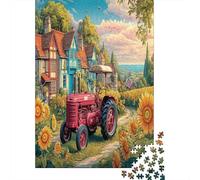 Escena del Tractor Rural 1000 Piezas Ilustración del Campo Vintage Puzzle Desafiantes Juguetes Desafiantes para Adultos Juego De Habilidad para Actividades Familiare Regalos 52x38cm/1000pcs
