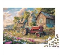 Escena del Tractor Rural 1000 Vintage Granja Paisaje Piezas Puzzle Cartón Extra Grueso Más Vendido Entrenamiento Cerebral Interior Cumpleaños Actividad Decoración 70x50cm/1000pcs