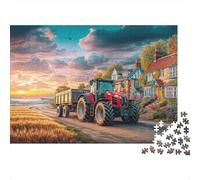 Escena del Tractor Rural 1000 Vintage Pintura del Campo Piezas Puzzle Cartón Reciclado Cumpleaños Viaje Ocio Amantes De Puzzle Juego Educativo Vacaciones Fiesta 70x50cm/1000pcs