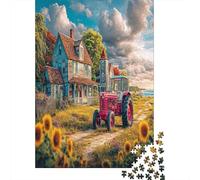 Escena del Tractor Rural Cartón Grueso Vintage Granja Paisaje Paquete De Rompecabezas Regalo Años 70x50cm/1000pcs