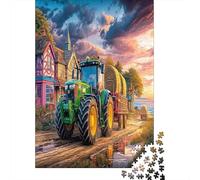Escena del Tractor Rural Cartón Resistente Rompecabezas Clásicos 1000 Pieza Paisaje Rural de fantasías Adultos Niños Imposible Desafío Idea De Regalo Decoración 38x26cm/1000pcs