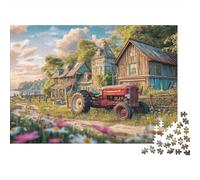 Escena del Tractor Rural Cartón Resistente Rompecabezas Clásicos 1000 Pieza Vintage Granja paisajes Adultos Niños Imposible Desafío Decoración De Paredes Regalo 70x50cm/1000pcs
