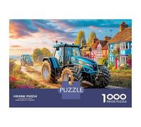 Escena del Tractor Rural Puzzle Actividades Familiares 1000 Piezas Vintage Pintura del Campo Juego De Rompecabezas Pasatiempo Creativo para Niños Adultos 52x38cm/1000pcs