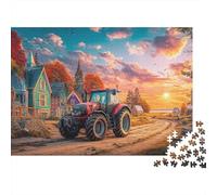 Escena del Tractor Rural Puzzle De 1000 Piezas Paisaje del Pueblo del otoño Diversión De Ingenio para Adultos Y Niños 38x26cm/1000pcs