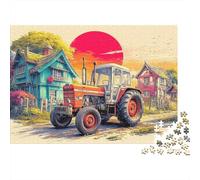 Escena del Tractor Rural Rompecabezas 1000 Piezas para Coleccionistas, Cartón Reciclado Premium,Vintage Farm Art Style Decoración Interior, Regalo De Pascua, Juego Educativo 70x50cm/1000pcs