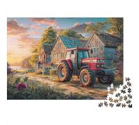 Escena del Tractor Rural Rompecabezas 1000 Piezas para Coleccionistas, Cartón Reciclado Premium,Vintage Farm Landscape Style Decoración Interior, Regalo De Pascua, Juego Educativo 70x50cm/1000pcs