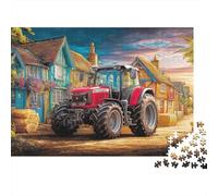 Escena del Tractor Rural Set De Rompecabezas 1000 Piezas, Cartón Grueso Reciclado, Adultos Todas Edades,Vibrant Village Art Style Decoración Interior, Arte Mural, Reto Cerebral 70x50cm/1000pcs
