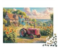 Escena del Tractor Rural Set De Rompecabezas 1000 Piezas para Jóvenes Adultos, Cartón Reciclado Resistente,Vintage Farm Art Style Decoración Interior, Regalo Cumpleaños 70x50cm/1000pcs