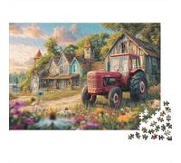 Escena del Tractor rústico Puzzle De 1000 Piezas Vintage Estilo Paisaje Rural Juego Educativo Clásico para El Tiempo De Puzzles En Familia 38x26cm/1000pcs