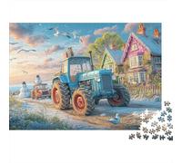 Escena del Tractores Rural Rompecabezas 1000 Piezas Arte de fantasía Rural Vintage Desafío Imposible Adultos Familia DIY Papel Ilustrado Regalo Hombre Mujer Navidad 52x38cm/1000pcs