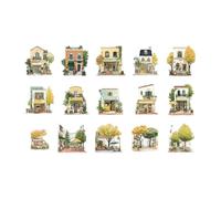 Escena En Miniatura Pegatina De PET Paisaje Urbano Para Álbum Recortes Cuaderno Diario Libro Memoria Adorno Para Mascotas Impermeable