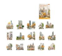 Escena En Miniatura Pegatina De PET Paisaje Urbano Para Álbum Recortes Cuaderno Diario Libro Memoria Adorno Para Mascotas Impermeable