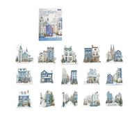 Escena En Miniatura Pegatina De PET Paisaje Urbano Para Álbum Recortes Cuaderno Diario Libro Memoria Adorno Para Mascotas Impermeable