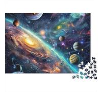 Escena Espacial Cósmica Rompecabezas de 1000 Piezas para Adultos Galaxia Cósmica con Planetas Desafiante Premium Robusto Vibrante Alivio del Estrés Regalo Familiar Decoración 38x26cm/1000pcs