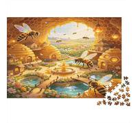 Escena Fantasía Colmena Abejas Puzzle de 1000 Piezas Papel para Adultos Relajación Concentración Puzzle para Toda la Familia Decoración Regalo 52x38cm/1000pcs
