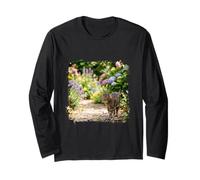 Escena Floral del Camino del jardín del Gato atigrado Manga Larga