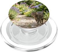 Escena Floral del Camino del jardín del Gato atigrado PopSockets PopGrip para MagSafe