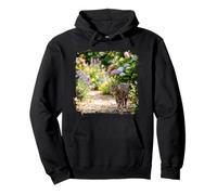 Escena Floral del Camino del jardín del Gato atigrado Sudadera con Capucha