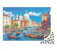Escena góndola Venecia Rompecabezas 1000 Piezas Gódola Venecia en Canal Water Estético Desafiante Entretenimiento Creativo Regalo Mujeres Hombres Adultos Niños 70x50cm