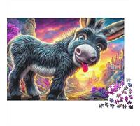 Escena Granja Rompecabezas 1000 Piezas Colores Vibrantes para Adultos Burro Paisaje Fantasía Atardecer, Premium Grueso Resistente, Desafiante Duro Alivio Estrés 52x38cm/1000pzs