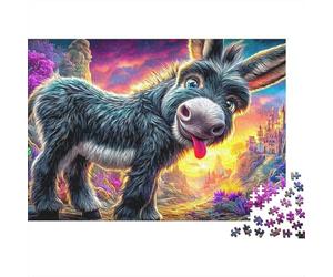 Escena Granja Rompecabezas 1000 Piezas Colores Vibrantes para Adultos Burro Paisaje Fantasía Atardecer, Premium Grueso Resistente, Desafiante Duro Alivio Estrés 52x38cm/1000pzs