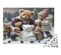 Escena Invernal con Ositos de Peluche Coloridos en la Nieve. Rompecabezas de 1000 Piezas. Desarrollo Cerebral para Adultos. Juegos educativos clásicos. 70x50cm/1000 Piezas.
