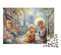 Escena Monjes París Puzzle 1000 Piezas Adultos Pequeños Monjes Calle París Premium Grueso Desafiante Alivio Estrés Juego Familiar Regalo 70x50cm
