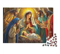 Escena Navideña Adoración Puzzle de 1000 Piezas Papel Puzzle para Adultos Relajación Regalo Hogar 70x50cm/1000pcs