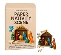 Escena navideña de origami de Navidad, kit de manualidades de papel de 25 cm con figuras de Jesús, ángel y animales, actividad familiar de vacaciones, instrucciones fáciles de seguir, para niños y