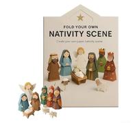 Escena navideña de origami de Navidad, kit de manualidades de papel de 25 cm con figuras de Jesús, ángel y animales, actividad familiar de vacaciones, instrucciones fáciles de seguir, para niños y