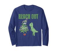 Escena Navideña Divertida Dinosaurio Árbol Humor Manga Larga