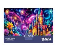 Escena Nocturna de fantasía 1000 Pieza Castillo neón Stock De Carteas Premium Rompecabezas Conjunto para Adultos Presente Divertido Desafío EduGatoivo Regalo 38x26cm/1000pcs