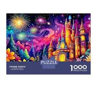 Escena Nocturna de fantasía Vibrante Castillo de Fábulas Cósmicas Puzzles 1000 Piezas Entretenimiento Creativo Colores Variados Regalos para Hombres Niños De 8 A 12 Años 52x38cm/1000pcs