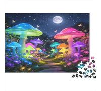 Escena Nocturna de Hongos Coloridos fantásticos Puzzle de 1000 Piezas Papel para Adultos Bosque mágico Concentración Regalo Hogar Relajación 52x38cm/1000pcs